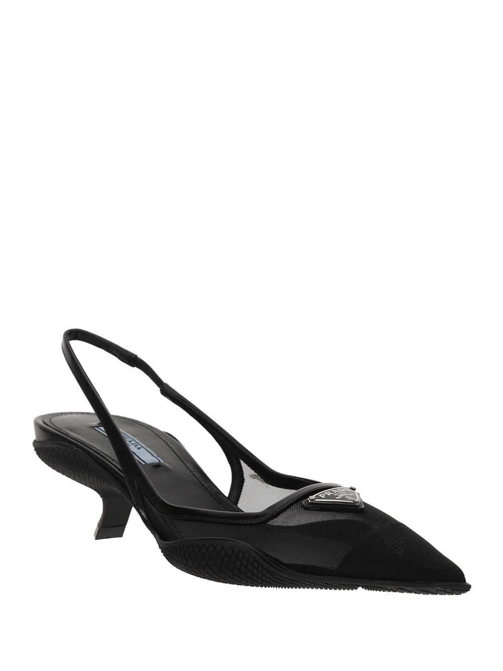 Mesh Fabric Slingback Pumps - Black