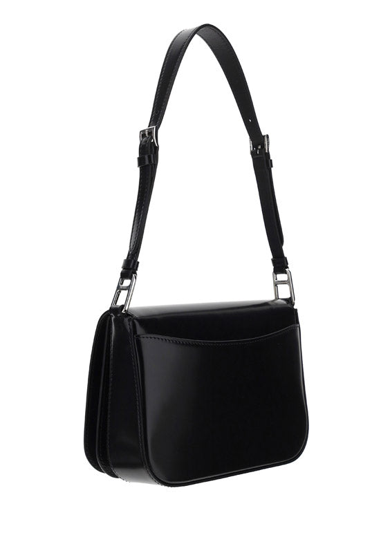 Brushed Leather Shoulder Bag - Black