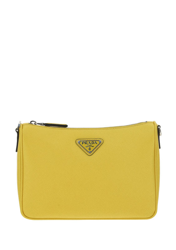 Saffiano Leather Shoulder Bag - Bright Yellow N