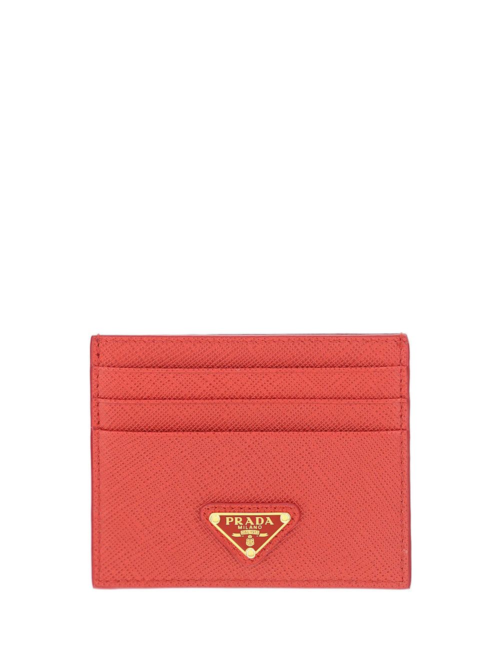 Saffiano Leather Card Holder - Fiery Red