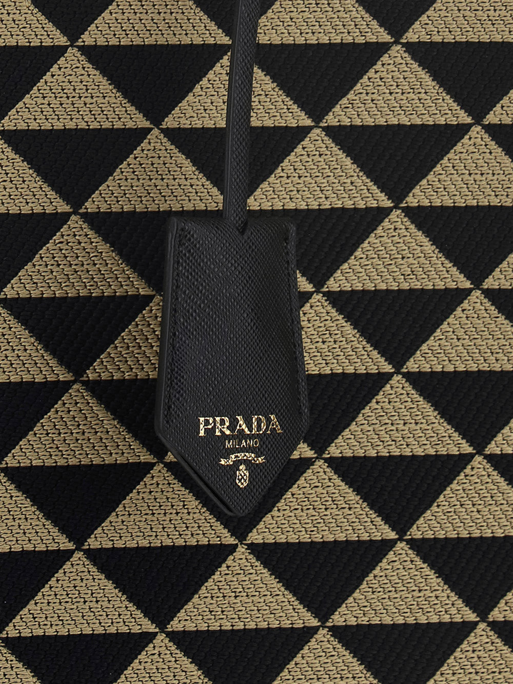 Large Prada Symbole Jacquard Fabric Handbag - Black / Beige