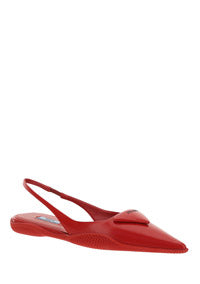 Brushed Leather Slingback Ballerinas - Red