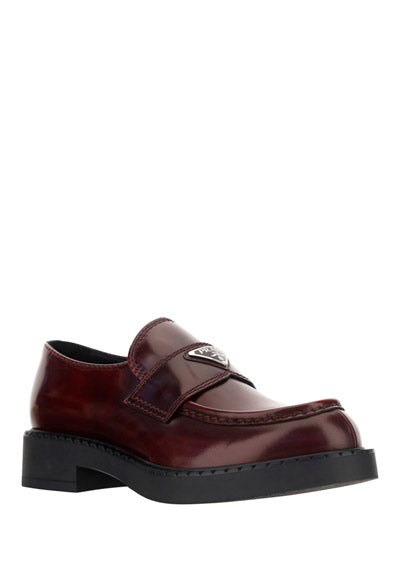 Chocolate Brushed Leather Loafers - Porpora Fume