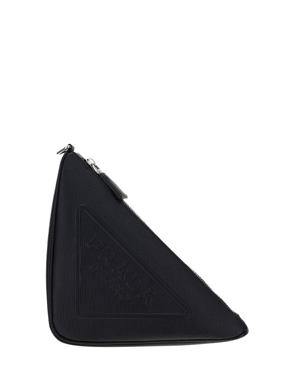 Leather Prada Triangle Pouch - Black