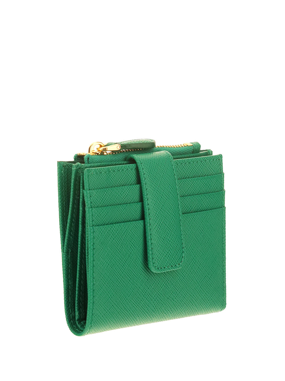 Small Saffiano and Leather Wallet - Green