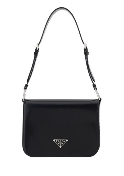 Brushed Leather Shoulder Bag - Black