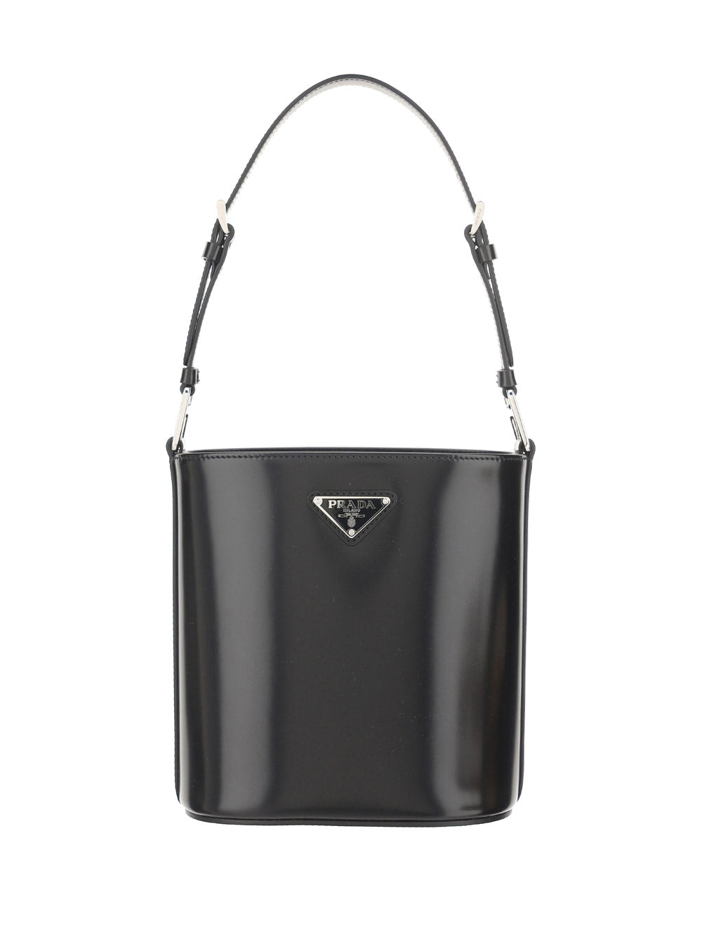 Brushed Leather Bucket Shoulder & Crossbody Bag - Black.