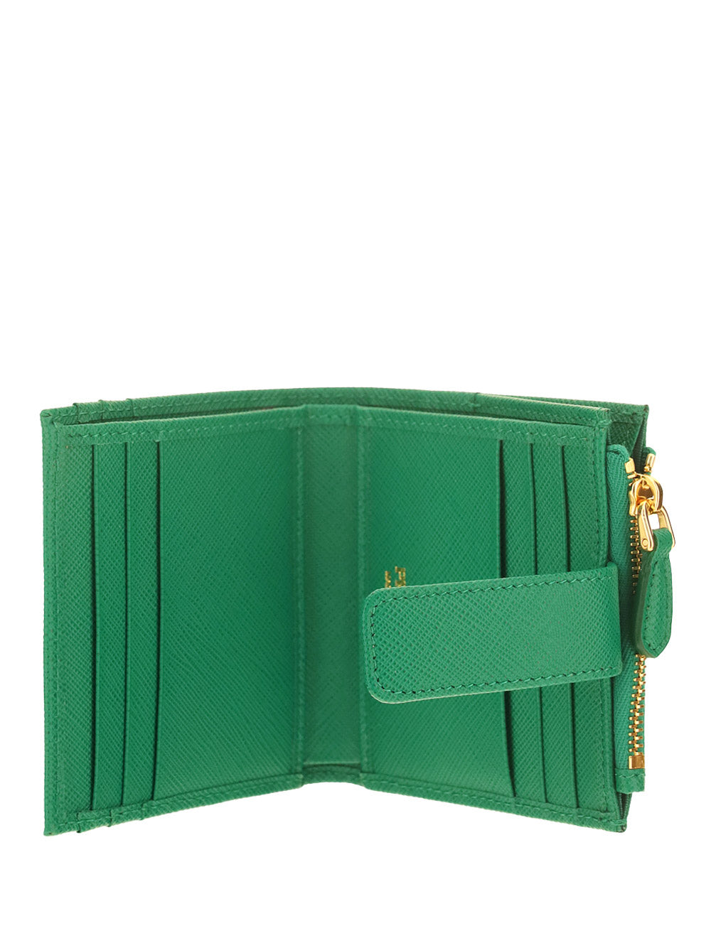 Small Saffiano and Leather Wallet - Green