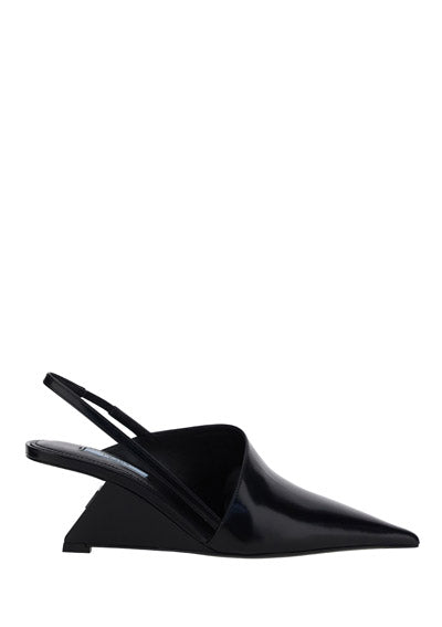 Brushed Leather Slingback Pumps - Black