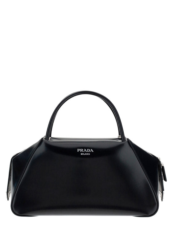 Medium Brushed Leather Supernova Handbag - Black