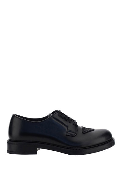 Brushed Leather Derby Shoes - Black