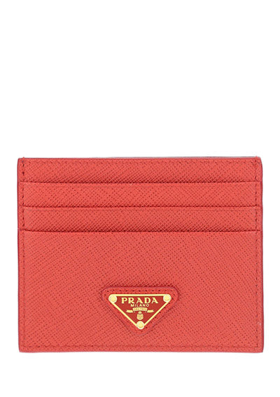 Saffiano Leather Card Holder - Fiery Red