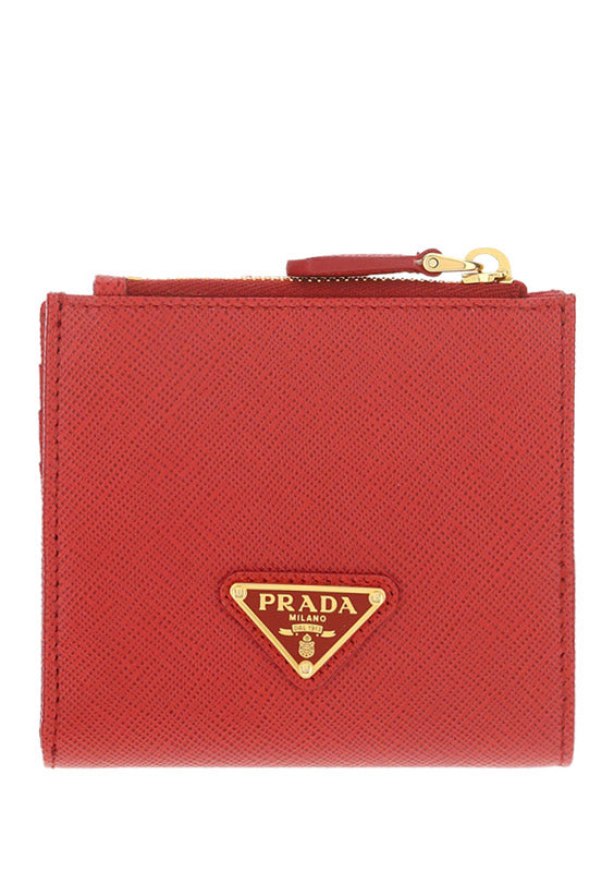 Small Saffiano Leather Wallet - Red