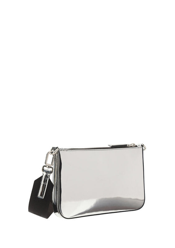 Brushed Leather Shoulder Bag - Silver