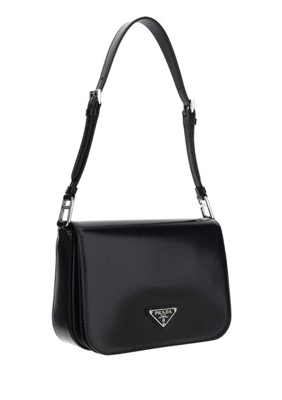 Brushed Leather Shoulder Bag - Black