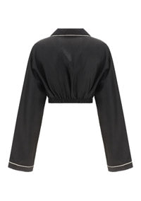 Silk Cropped Shirt - Black