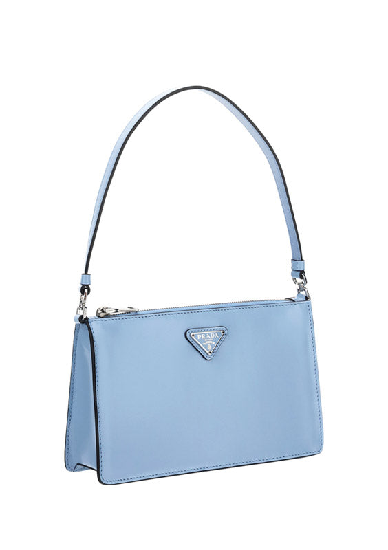 Brushed Leather Mini Bag - Light Blue