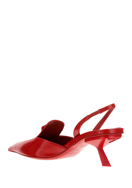 Brushed leather slingback pumps - red