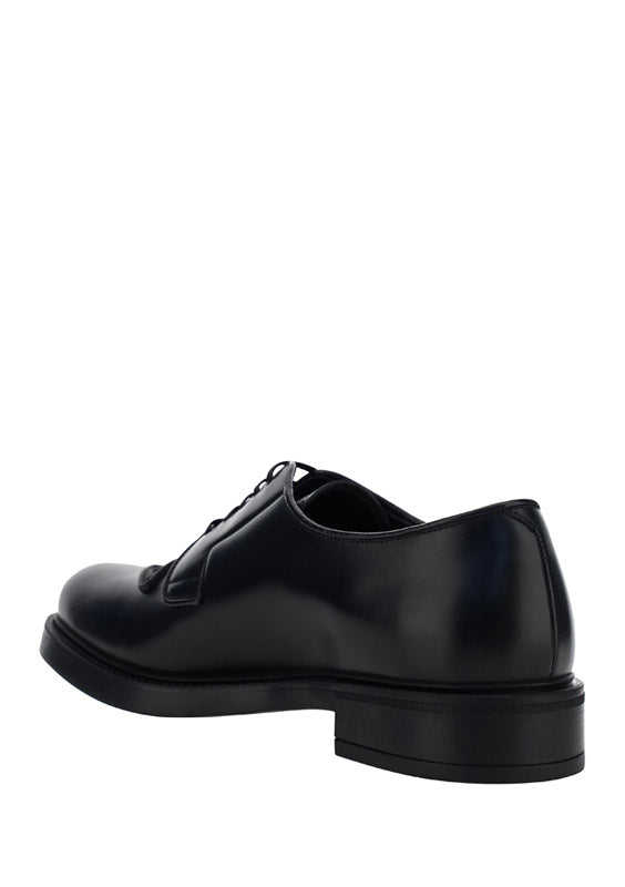 Brushed Leather Derby Shoes - Black