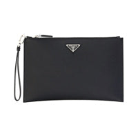 Saffiano Leather Pouch - Black