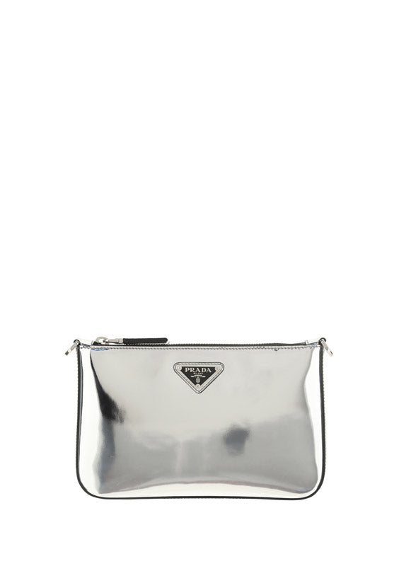 Brushed Leather Shoulder Bag - Silver