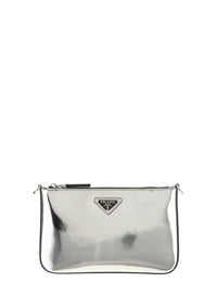 Brushed Leather Shoulder Bag - Silver