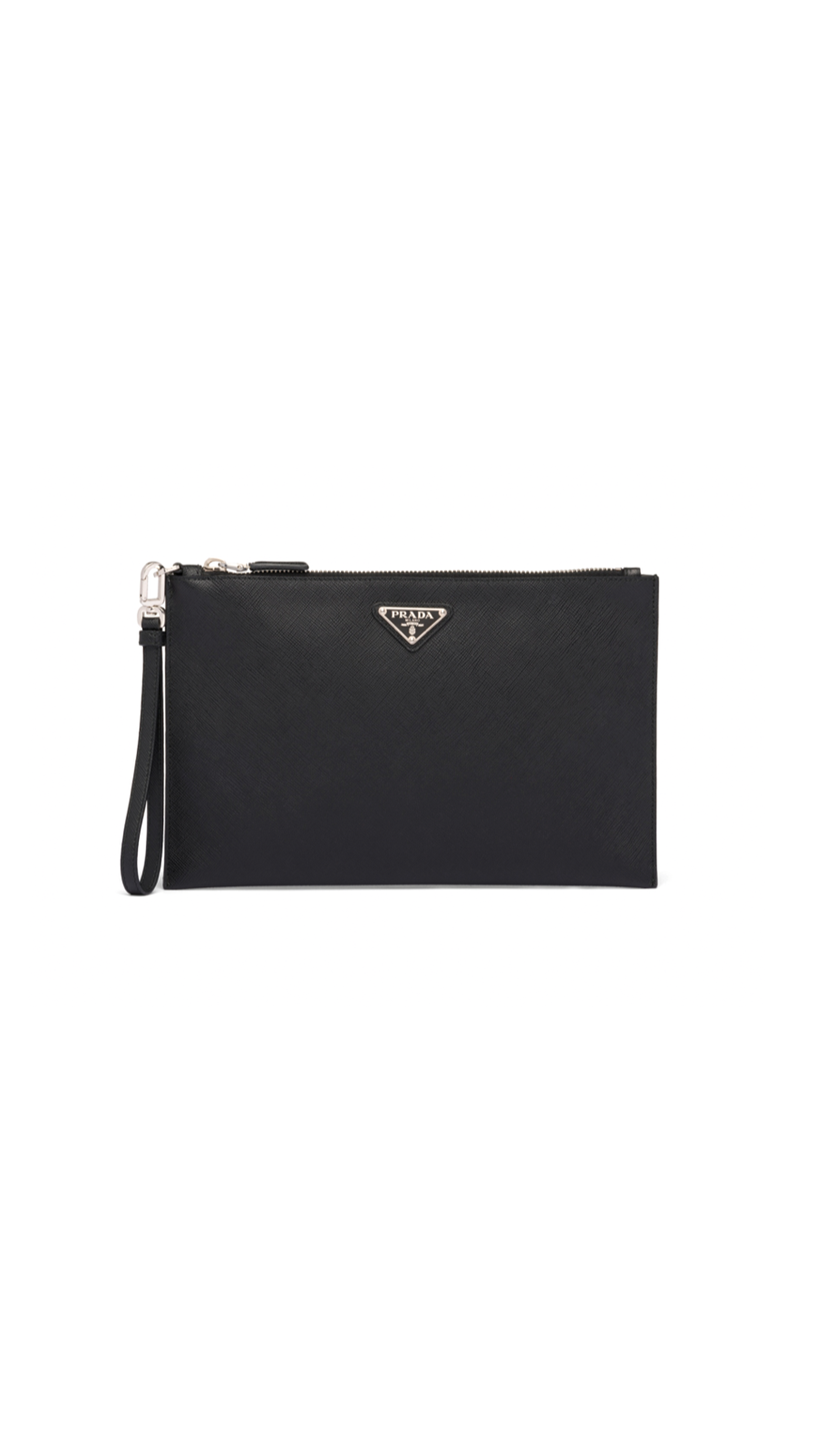 Saffiano Leather Pouch - Black