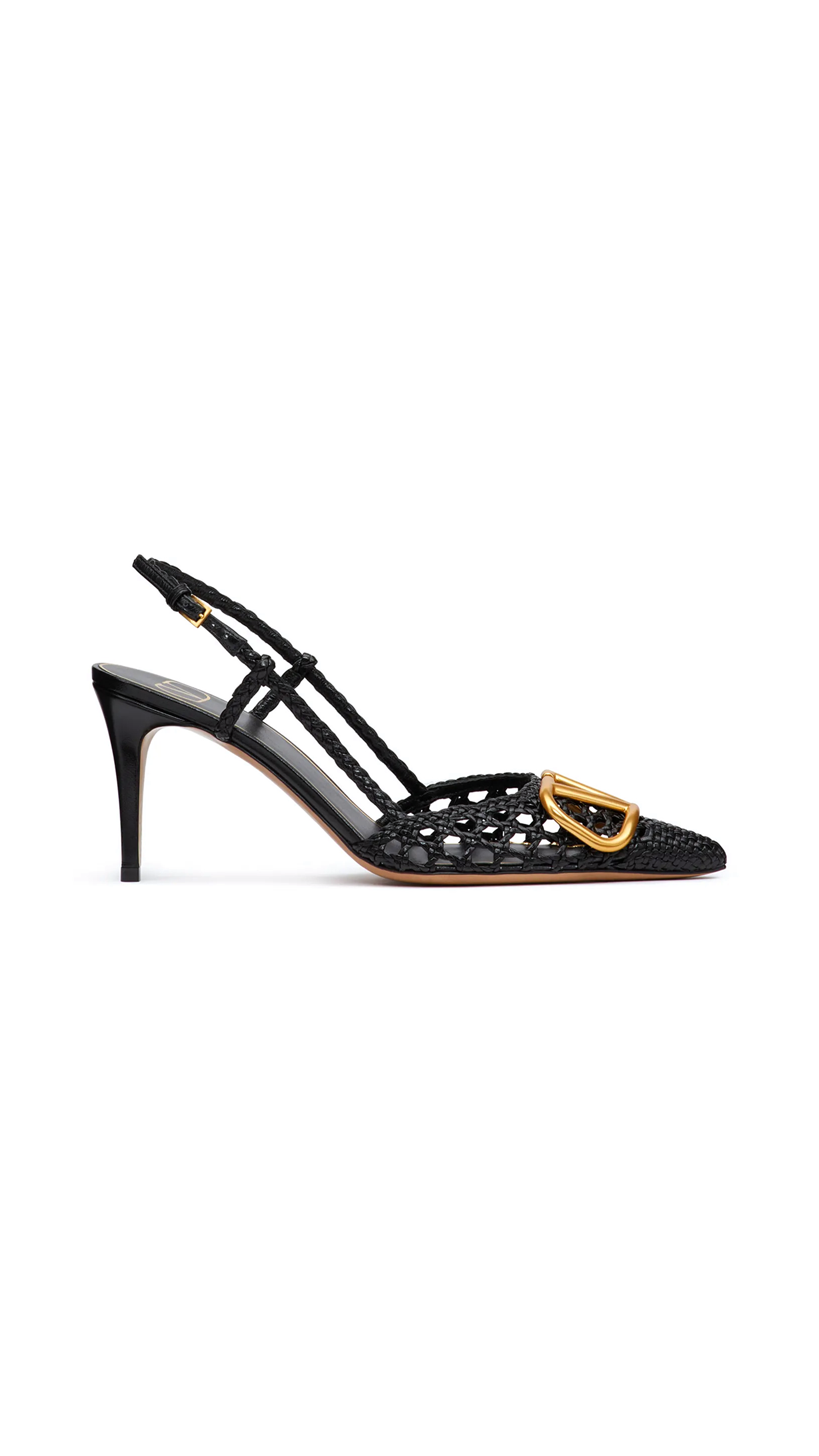 Vlogo Signature Woven Nappa Slingback Pump 80mm - Black