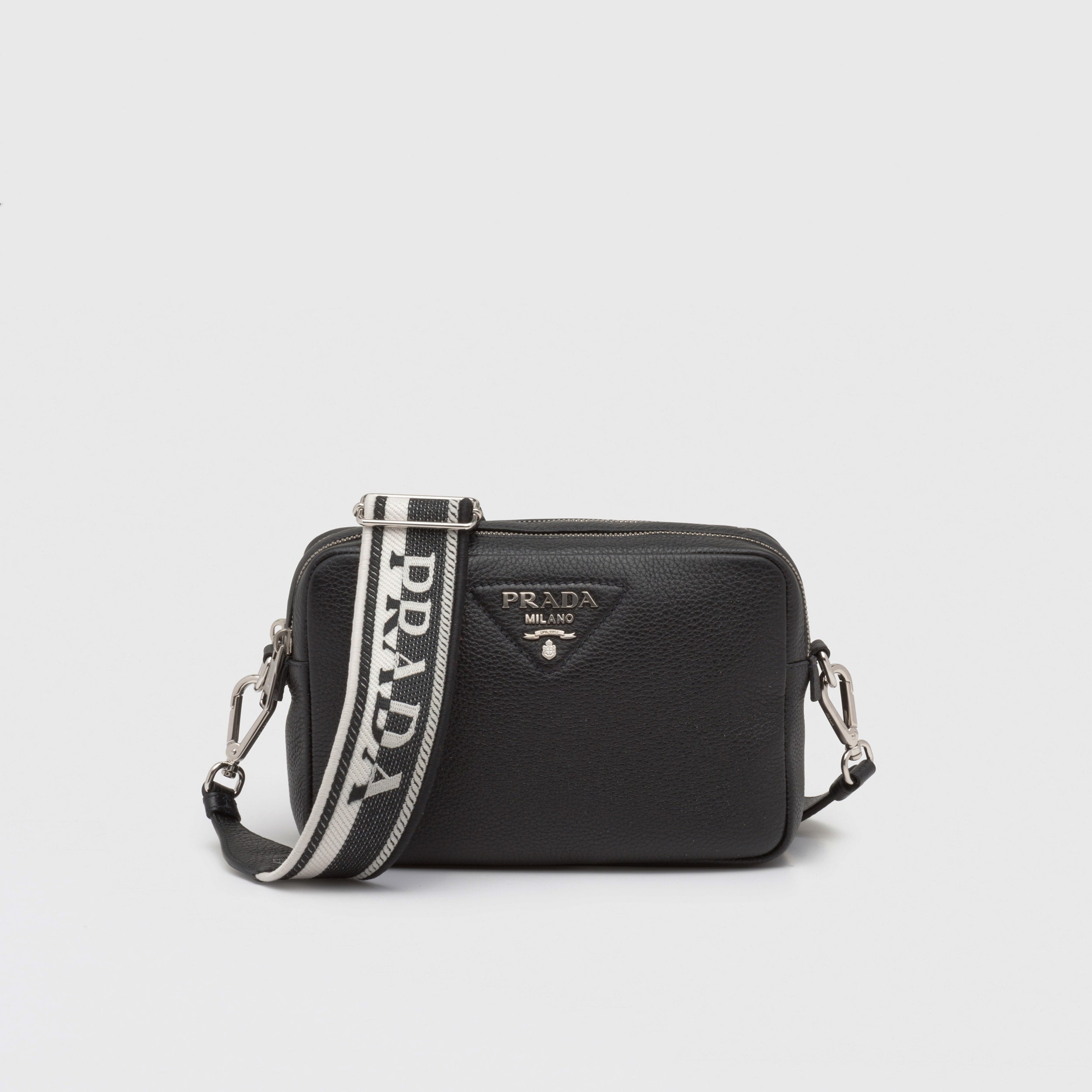 Leather Bag with Shoulder Strap - Black