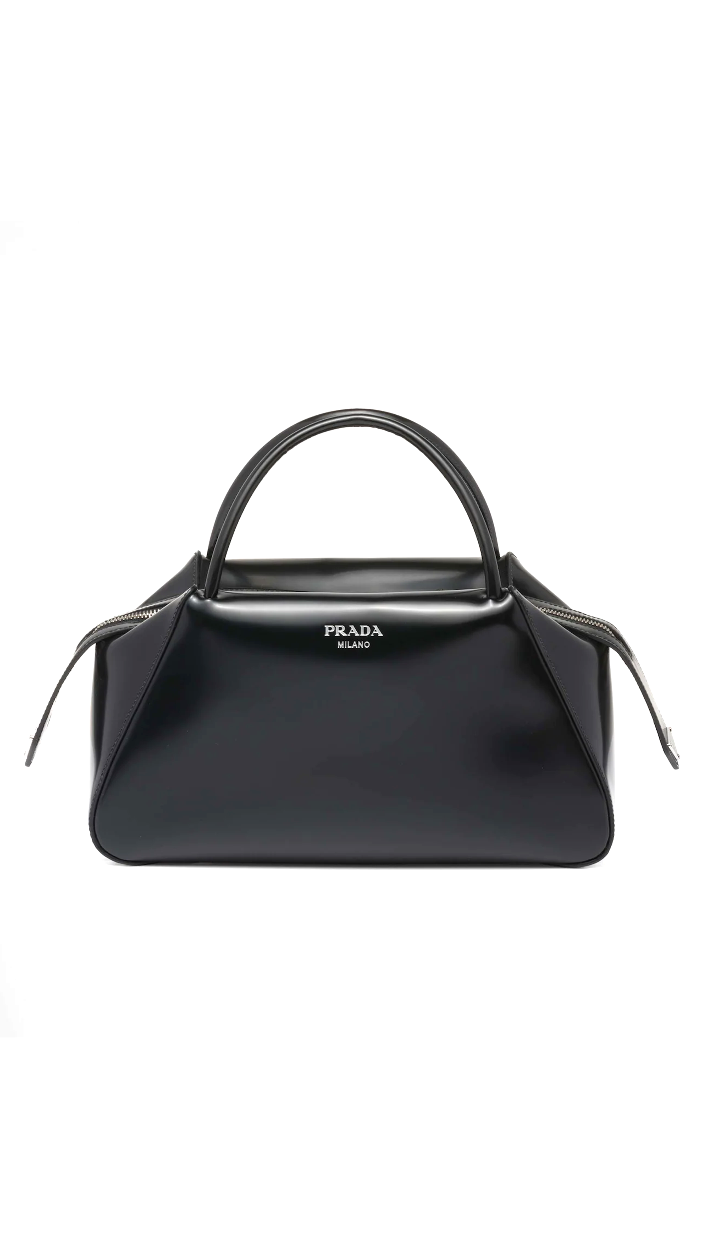 Medium Brushed Leather Handbag - Black