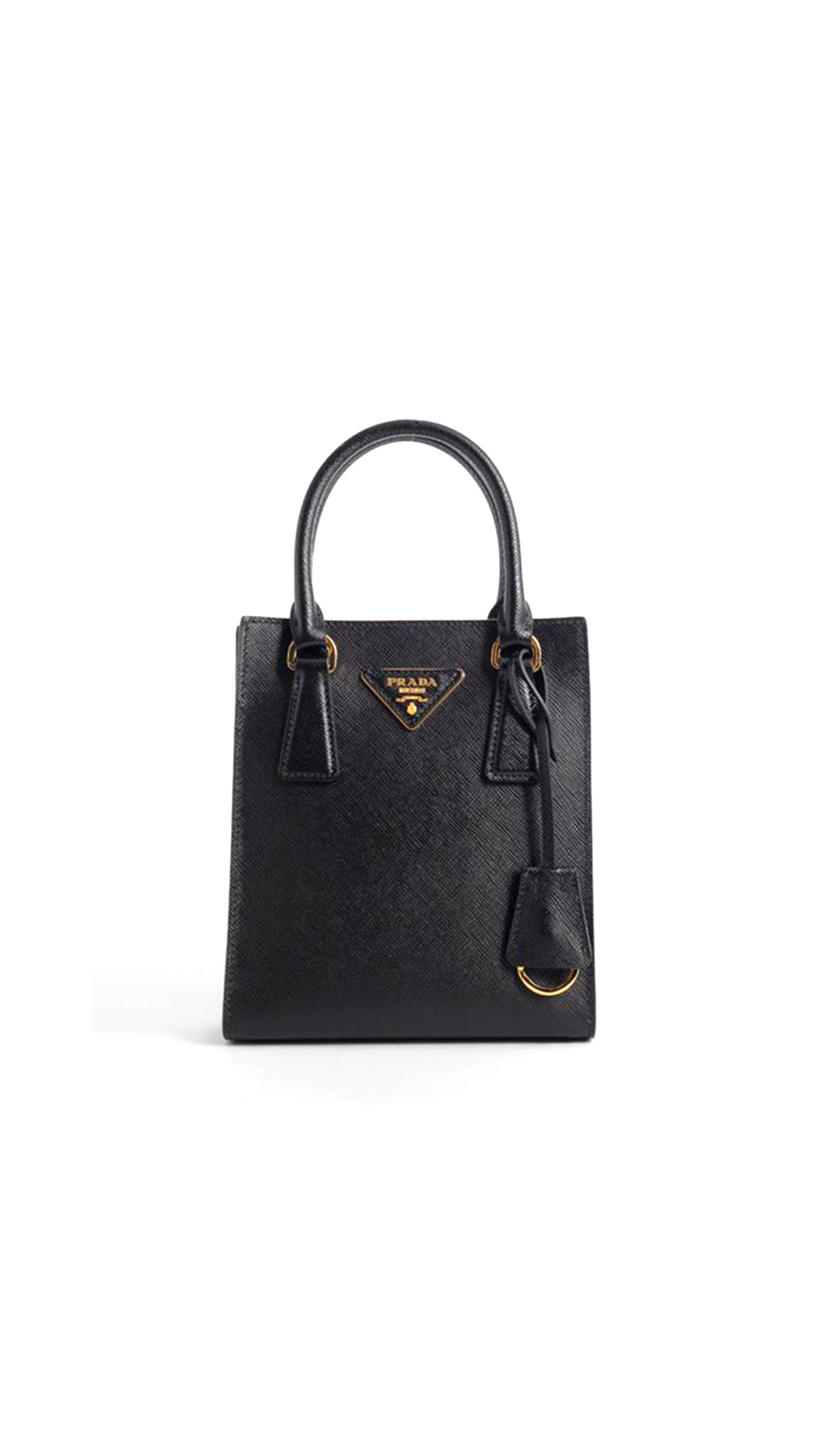 Saffiano Leather Handbag - Black