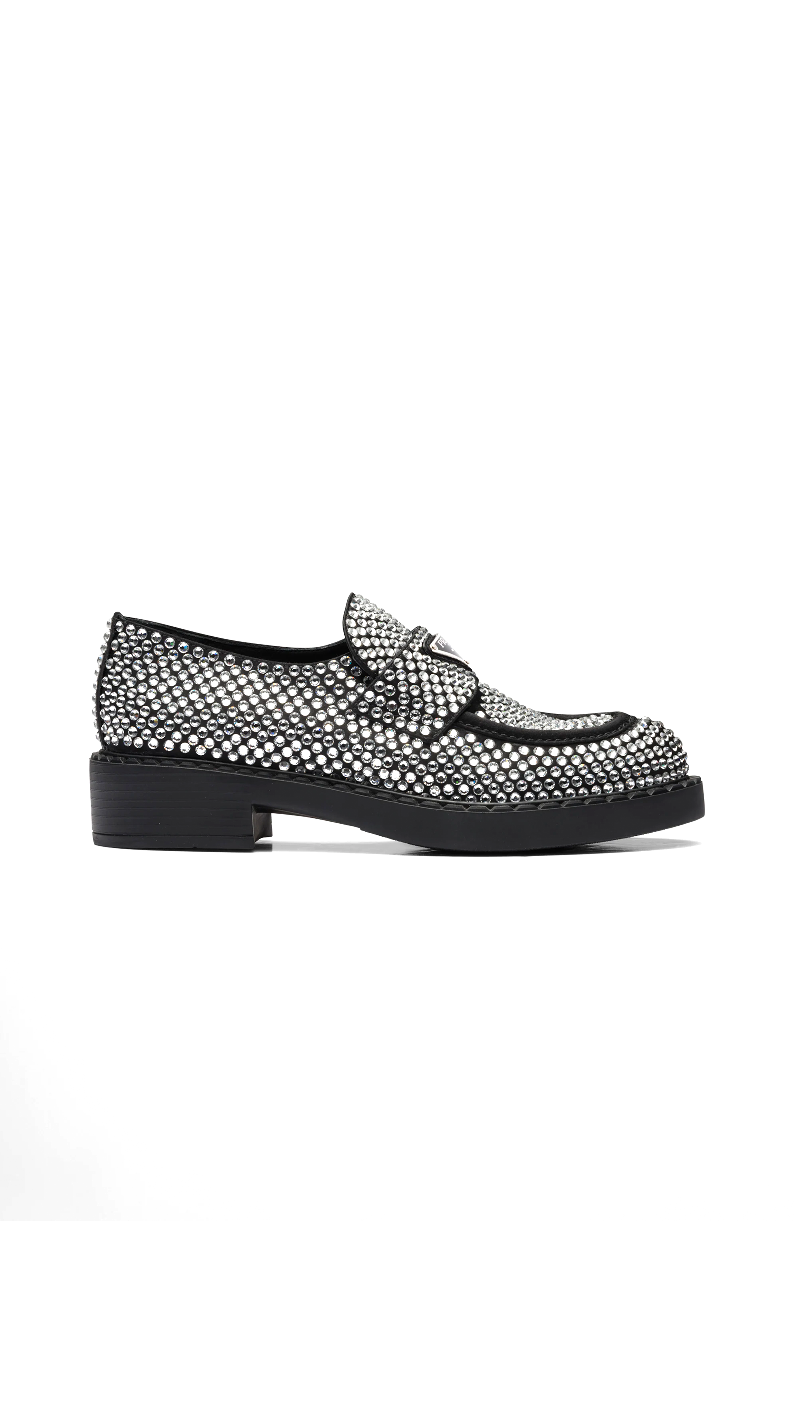 Satin Loafers with Crystals - Crystal