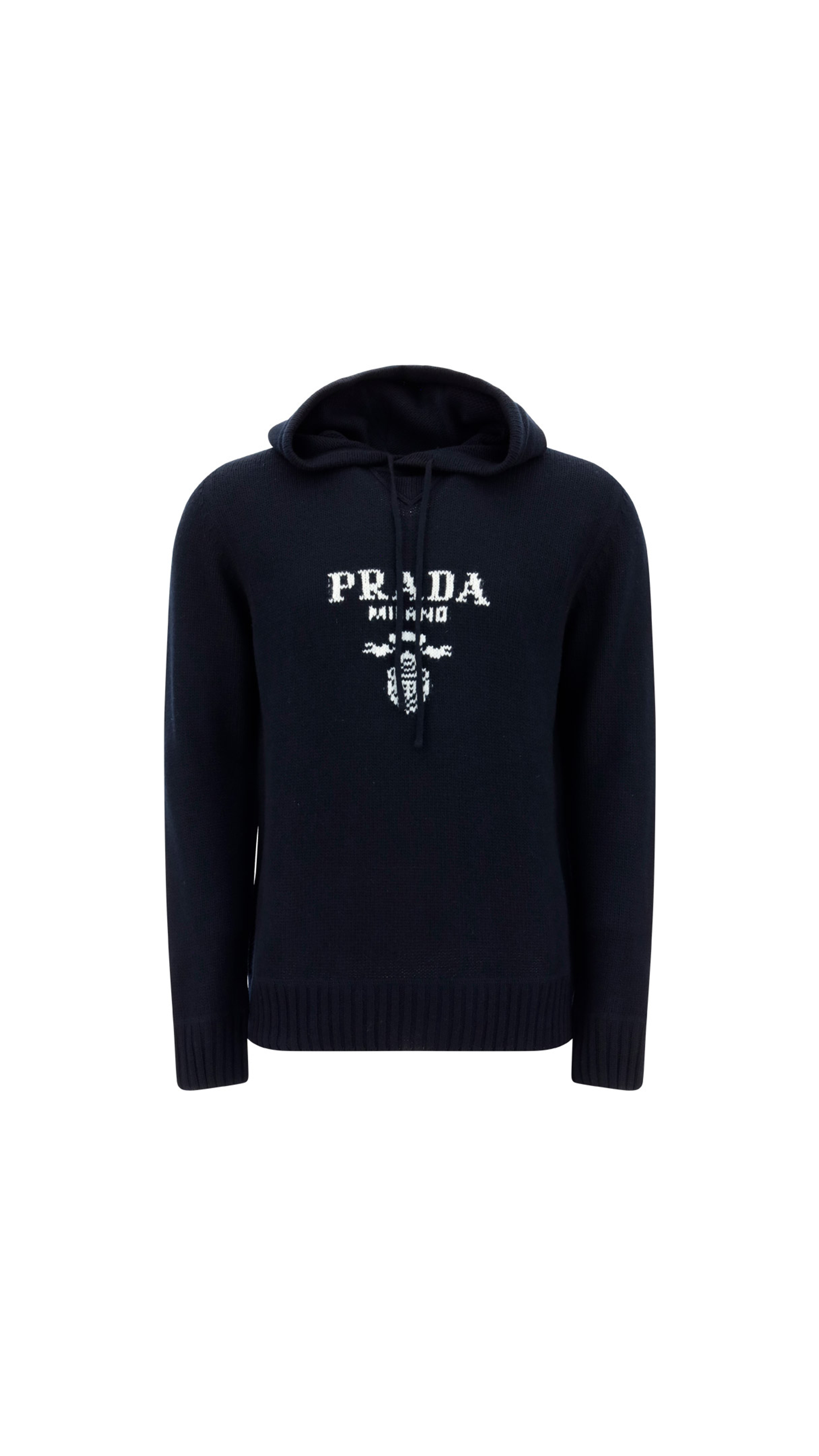 Logo Knit Hooded Sweater - Navy.