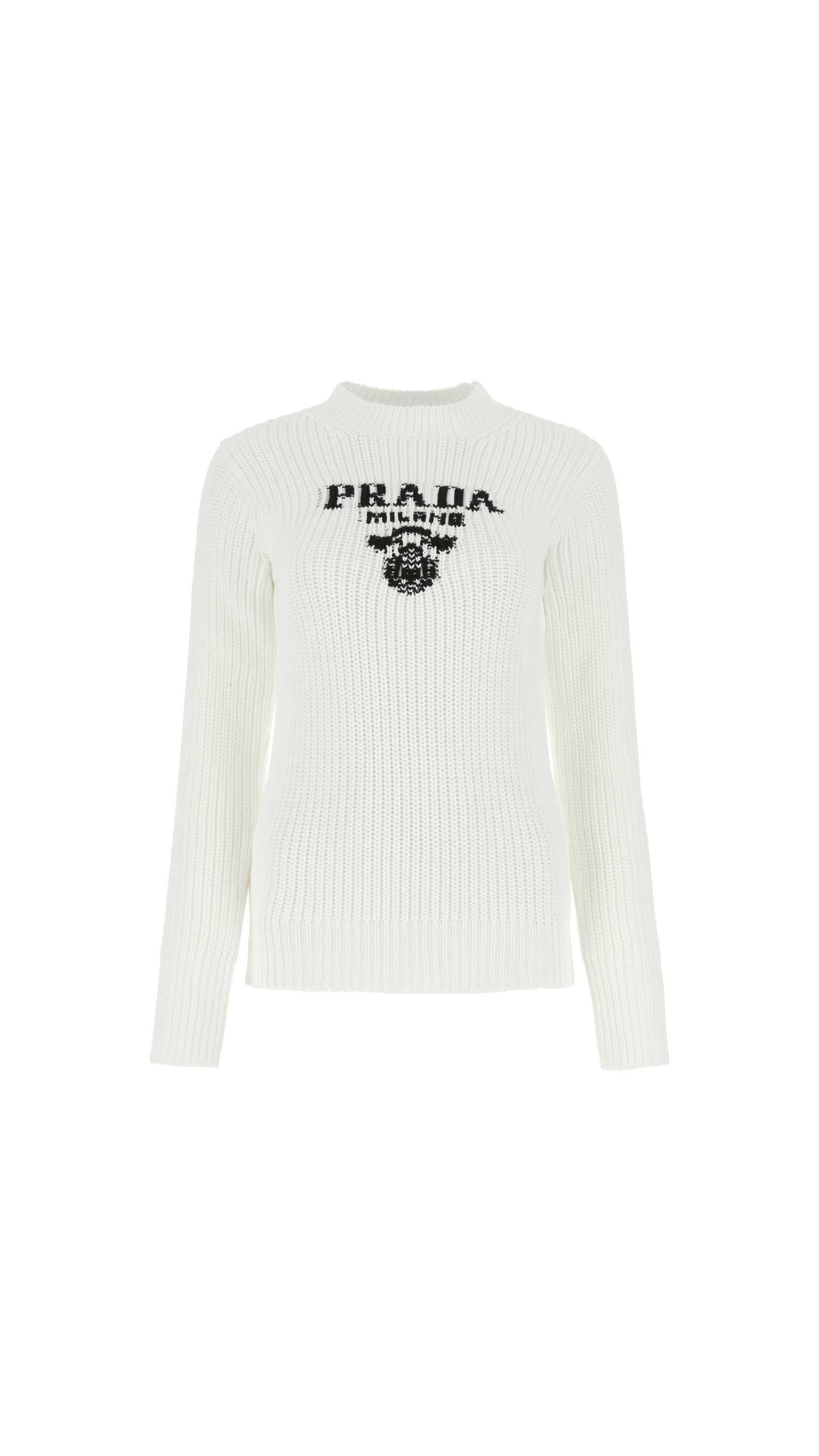 Cotton Crew-neck Sweater - White